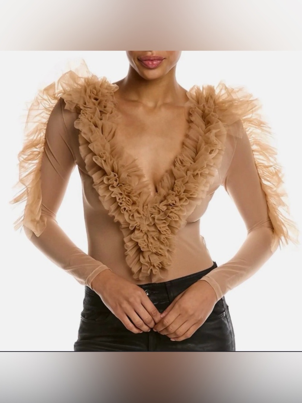 NWT Gracia Ruffled Bodysuit